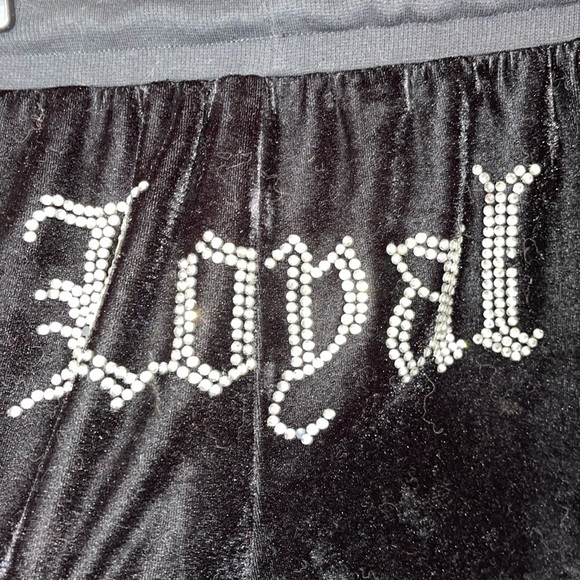 Forever 21 velvet polyester shorts with the word loyal in the back in rhinstones - Picture 3 of 5